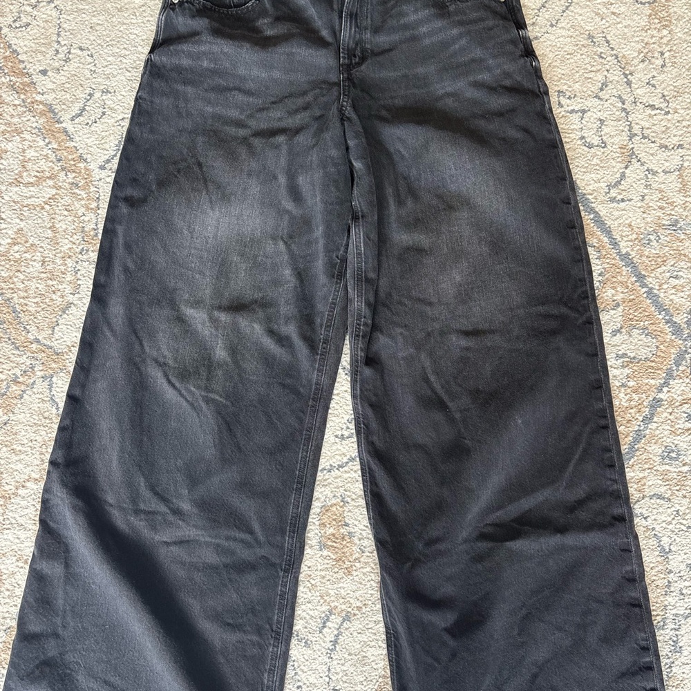 American Eagle Black Wide-Leg Denim Jeans